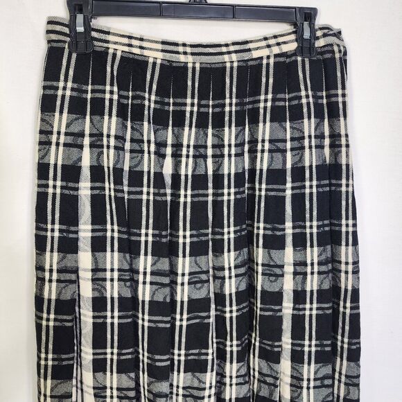 Vintage Pendleton Womens Maxi Skirt Size 10 100% Virgin Wool Black Cream Plaid - Picture 3 of 9
